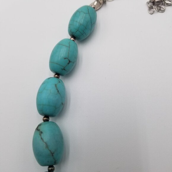 JRI Mexico Turquoise and sterling silver .925 beaded necklace 18" length - Picture 2 of 6